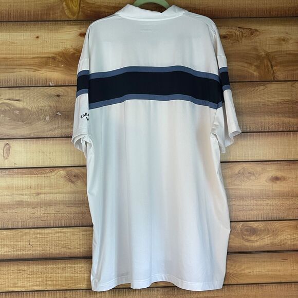 Callaway Opti Dri Shirt Mens 2X White Black Blue Polo Golf Performance Logo - Picture 3 of 5